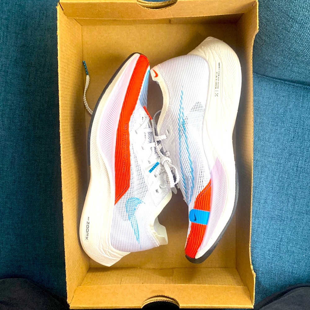 Nike ZoomX Vaporfly Next% 2 White Laser Blue Rush Orange